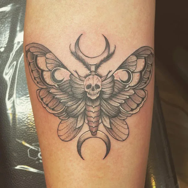 Moth and Moon Tattoo 3