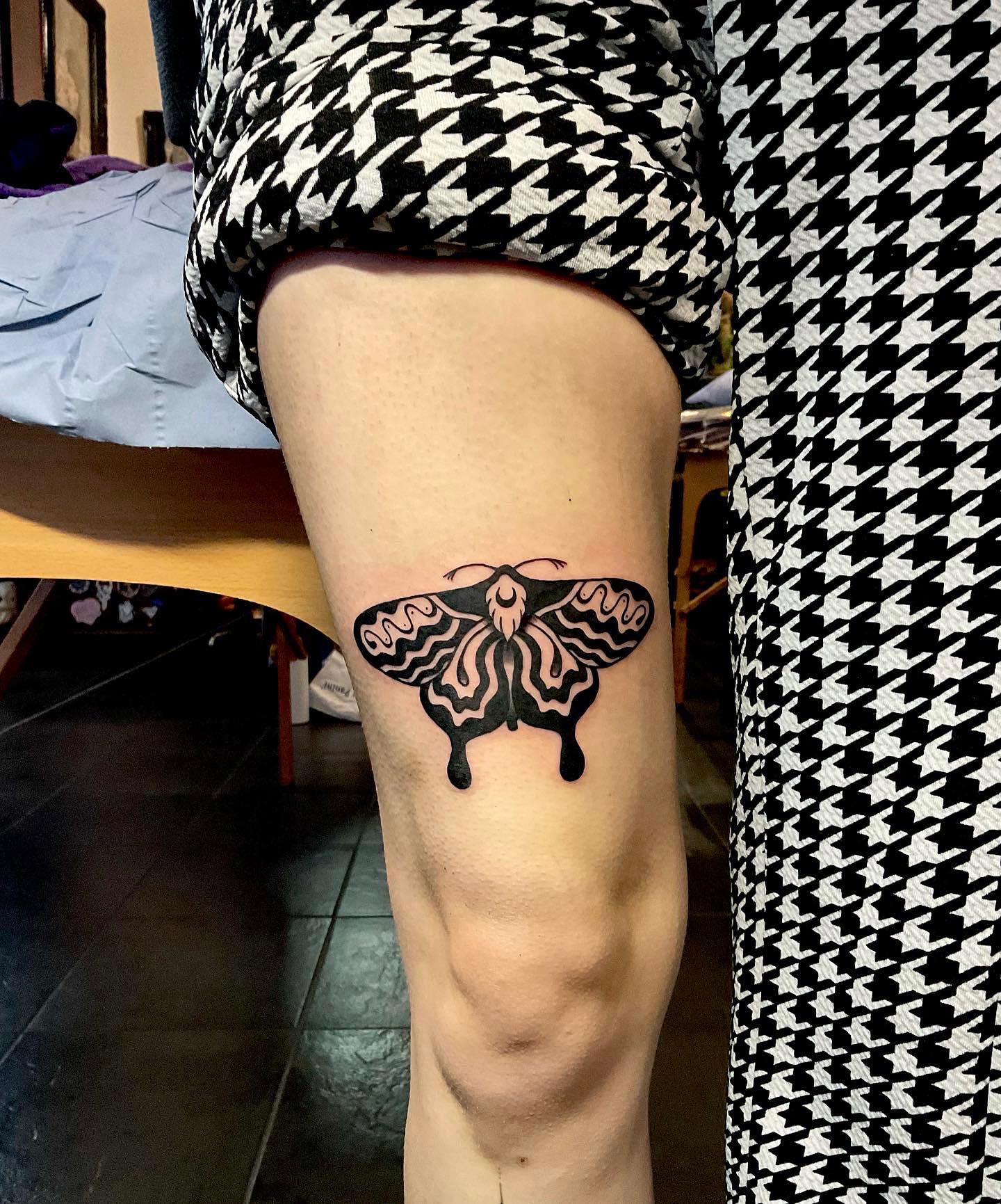 Moth Tattoo Design For Above The Knee
