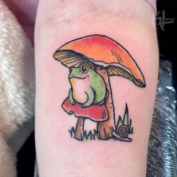 Mushroom and Frog Tattoo