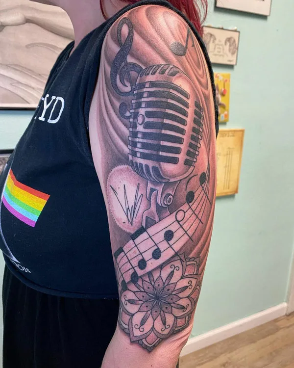Music Note Sleeve Tattoo
