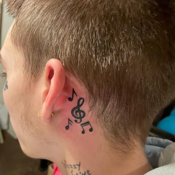 Music Note Tattoo Behind The Ear 1