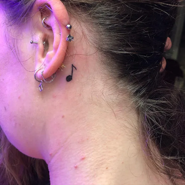 Music Note Tattoo Behind The Ear 2