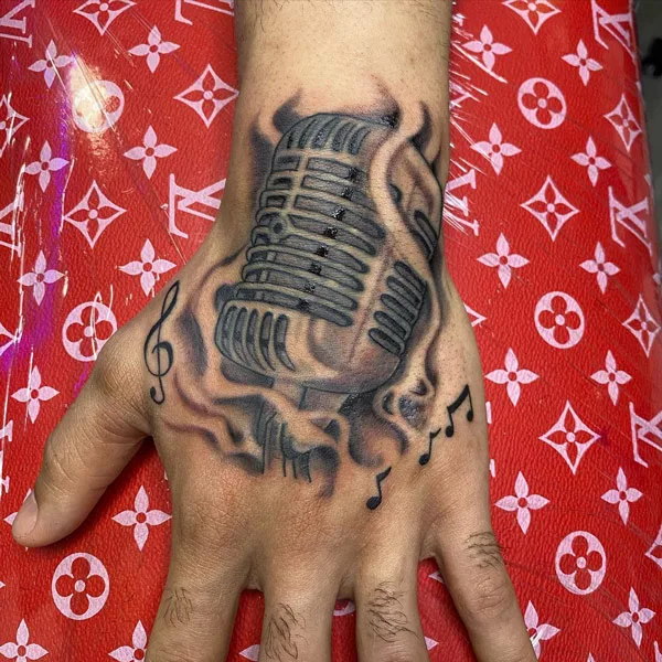 Music Note Tattoo on Hand 2