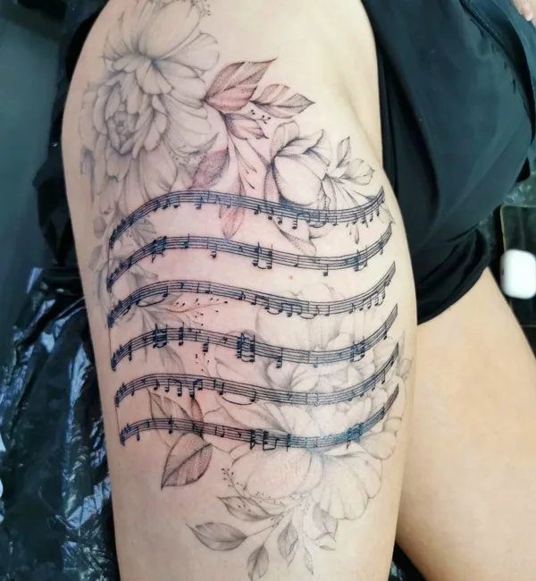 Music Note Thigh Tattoo 1