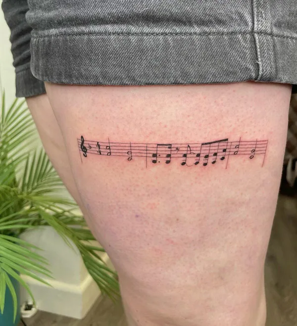 Music Note Thigh Tattoo 3