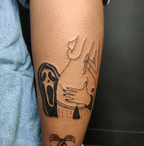 Naked women ghostface tattoo