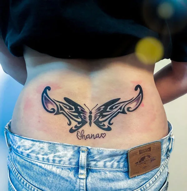 Name tattoo lower back