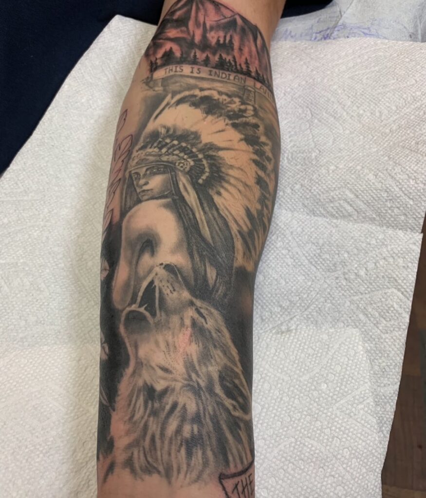 Native american wolf tattoo