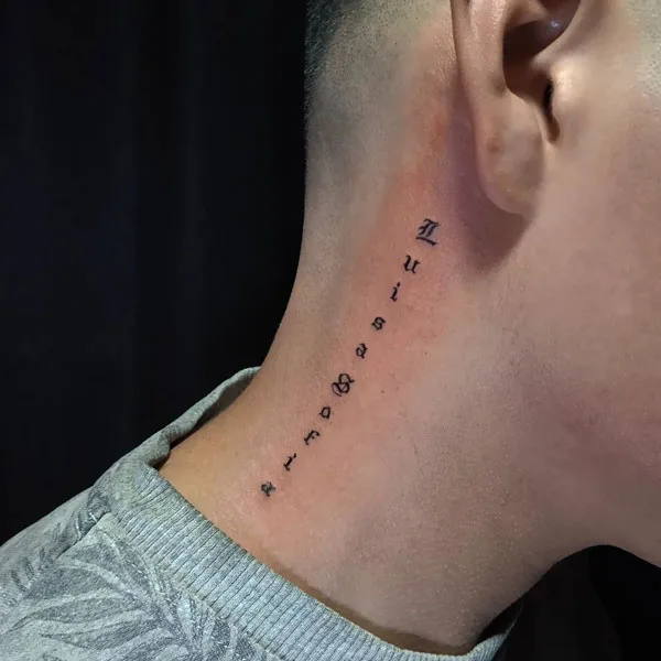 Neck name tattoo
