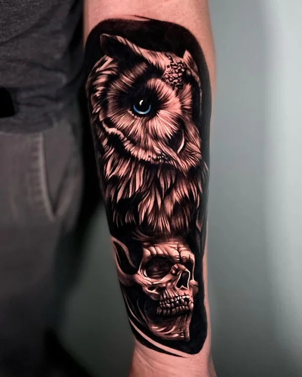 Negative Space Owl Tattoo 2