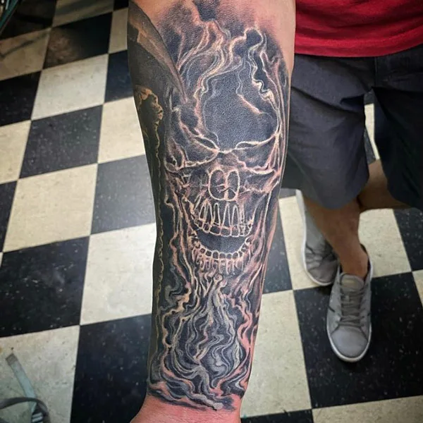 Negative Space Skull Tattoo 1
