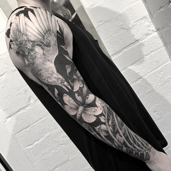 Negative Space Sleeve Tattoo 1