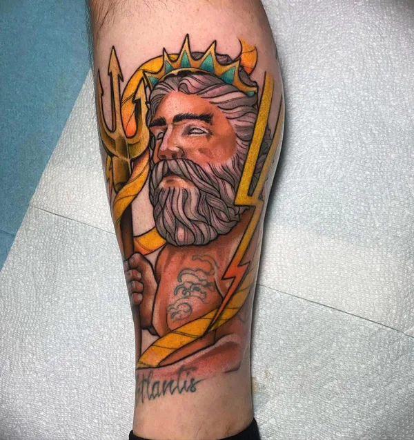 Neo Traditional Poseidon Tattoo 1