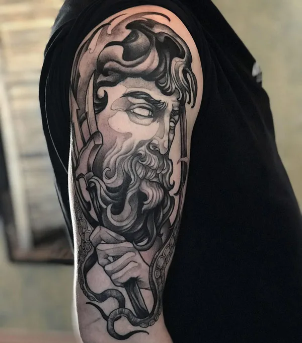 Neo Traditional Poseidon Tattoo 2