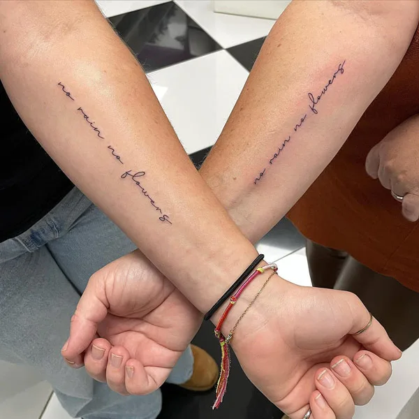 No rain no flowers matching tattoo
