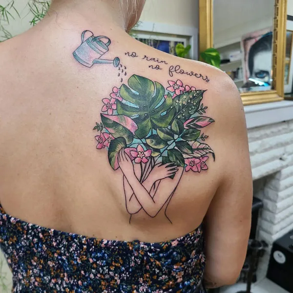 No rain no flowers tattoo 1