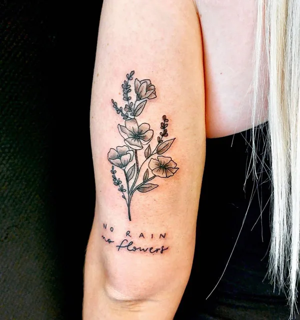 No rain no flowers tattoo 10