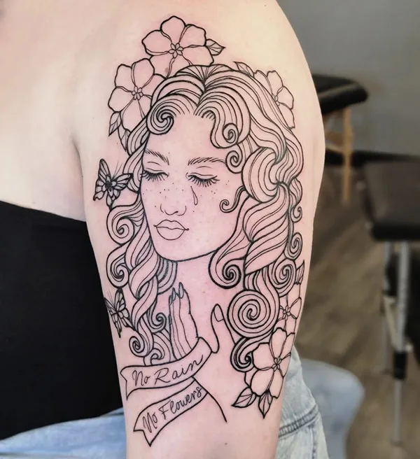No rain no flowers tattoo 12