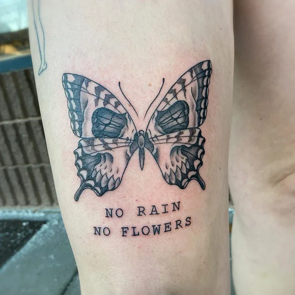 No rain no flowers tattoo 23