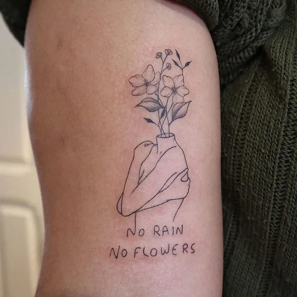 No rain no flowers tattoo 35