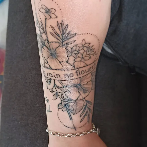 No rain no flowers tattoo 37