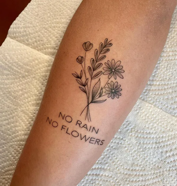 No rain no flowers tattoo 39