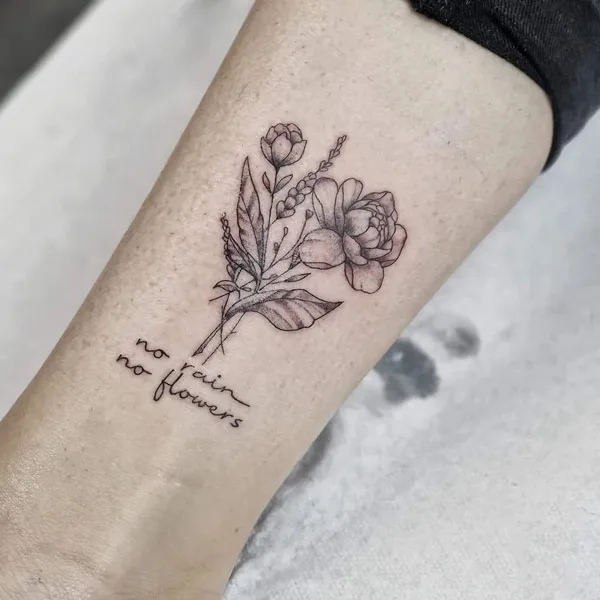 No rain no flowers tattoo 49