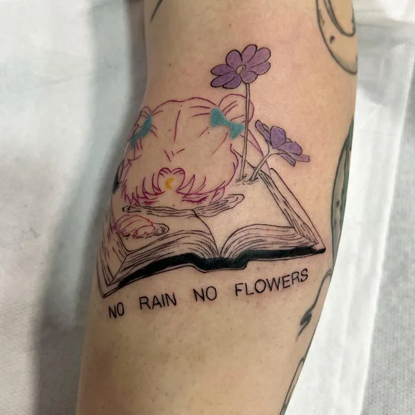 No rain no flowers tattoo 8
