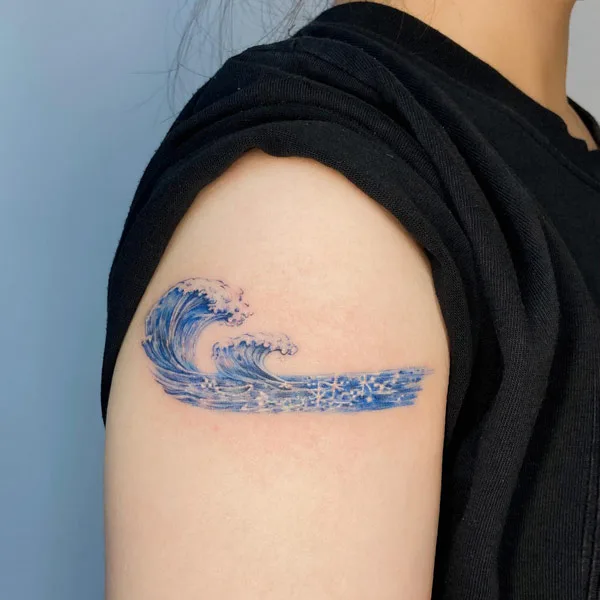 Ocean wave tattoo 13