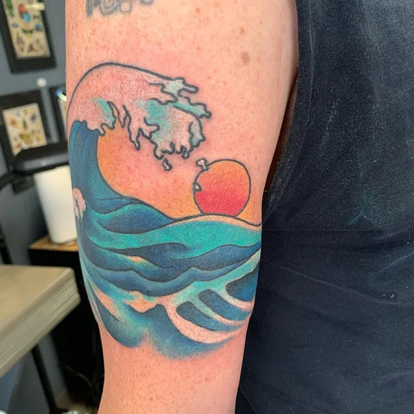 Ocean wave tattoo 35