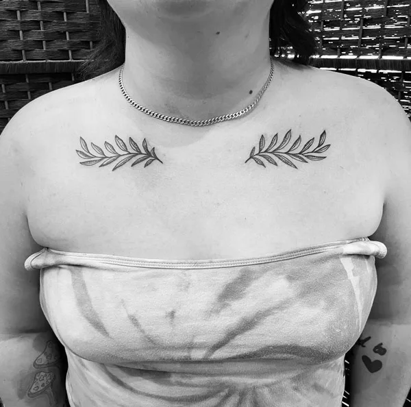 Olive Branch Collarbone Tattoo 1