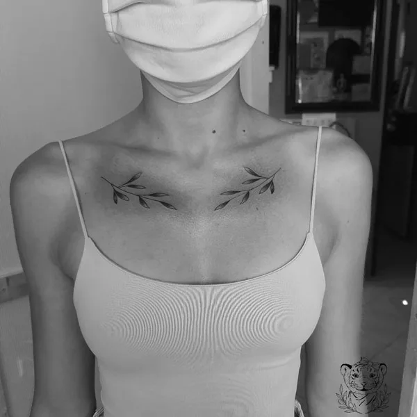 Olive Branch Collarbone Tattoo 2
