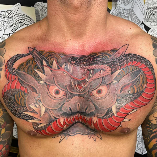 Oni Chest Tattoo 1