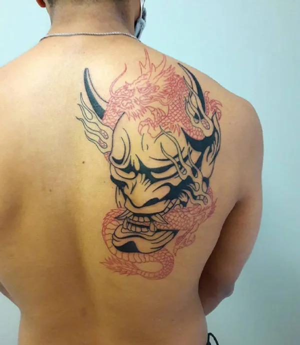Oni Mask Back dragon tattoo