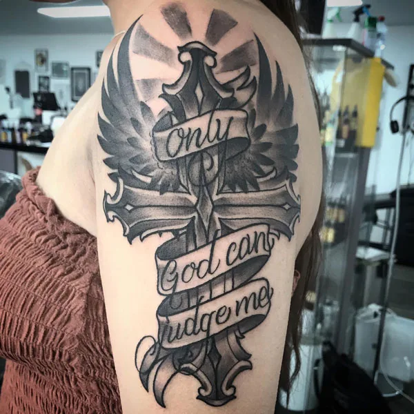 Only god can judge me tattoo 66