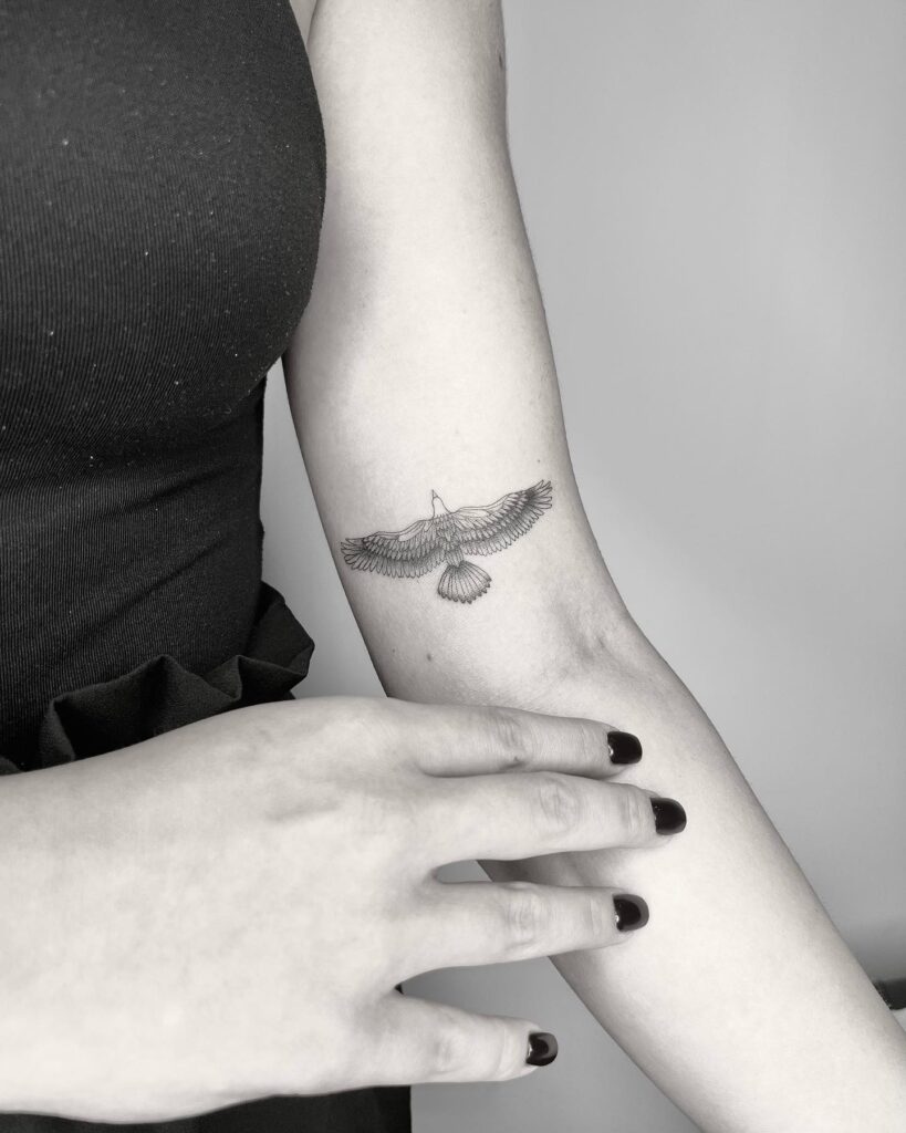Open Wing Eagle Tattoo on the Above the Elbow: Soaring Freedom