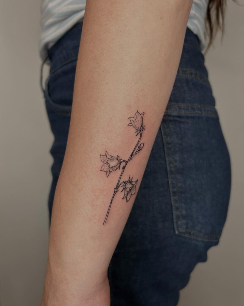 Outer Wrist Bluebell Flower Tattoo for a Dainty Effect: Wrist Charm