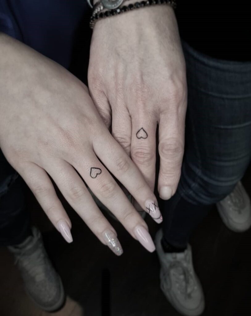 Outliner Love Heart Tattoo Design for Couple