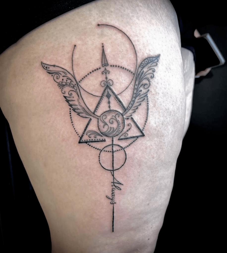 Outliner Deathly Hallows Golden Snitch Tattoo
