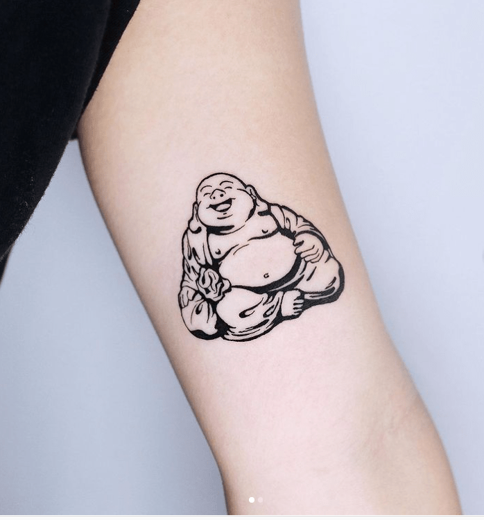 Outliner seated posture laughing buddha image