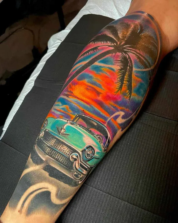 Palm Tree Calf Tattoo 1