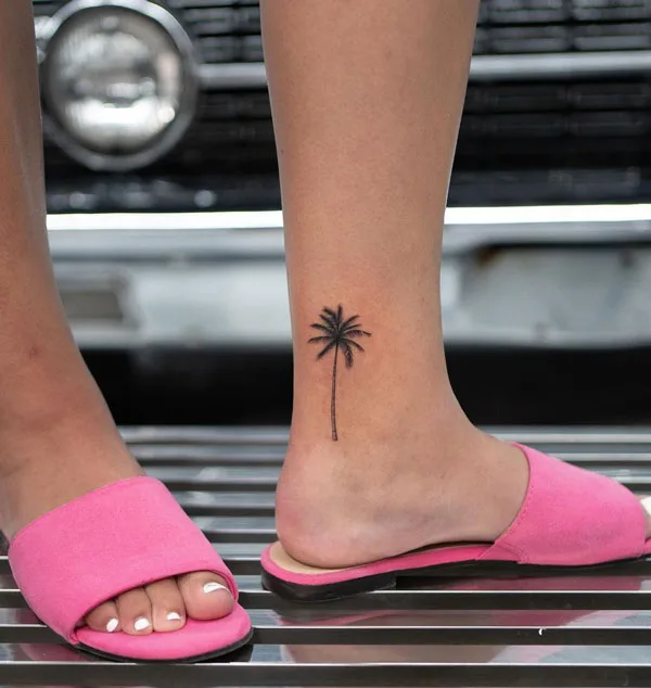 Palm Tree Tattoo on Ankle 1