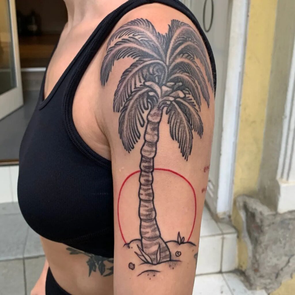 Palm Tree Tattoo on Upper Arm Tropical Inspirations