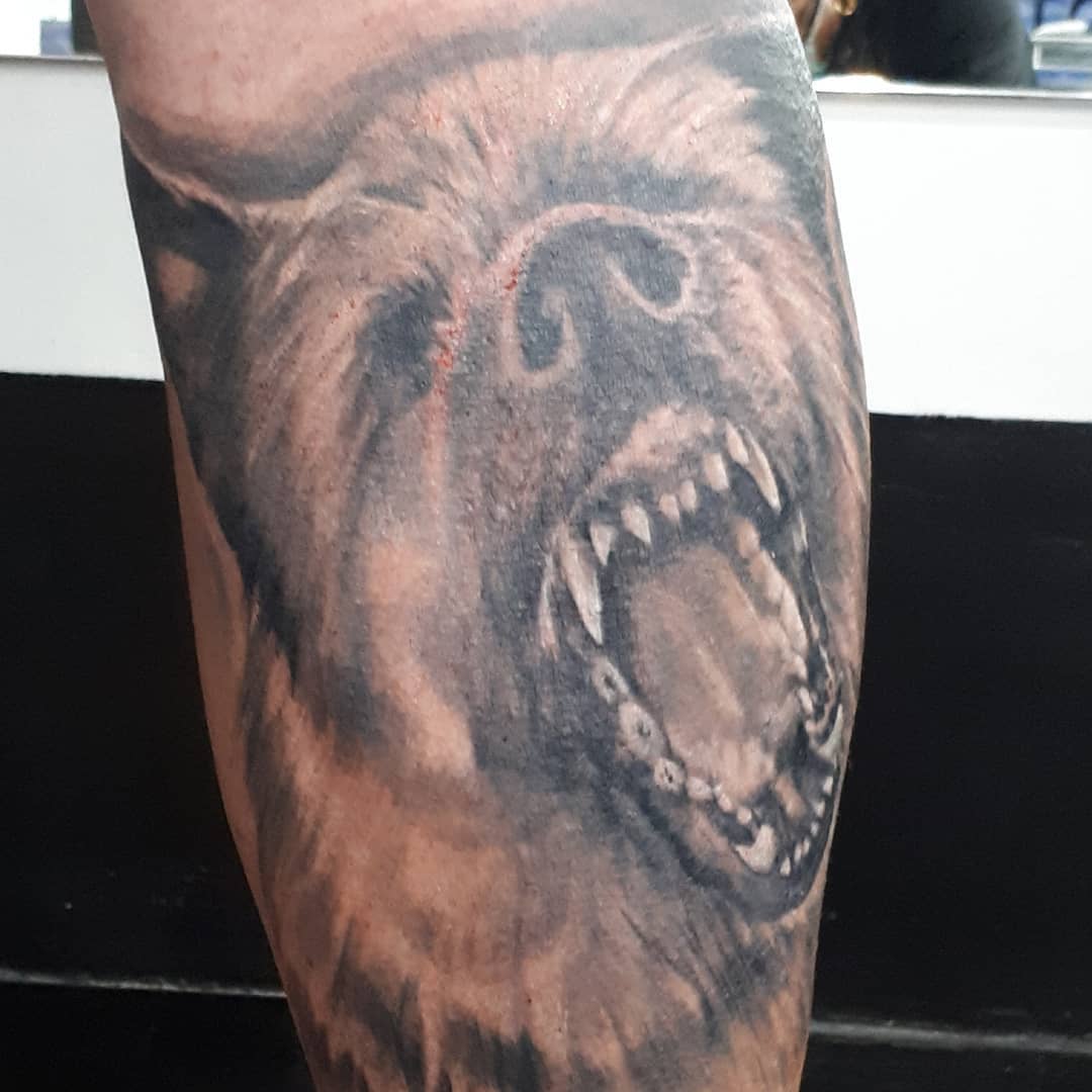 Partially Shaded Barking Tattoos of German Shepherds Partially Shaded Barking Tattoos of German Shepherds