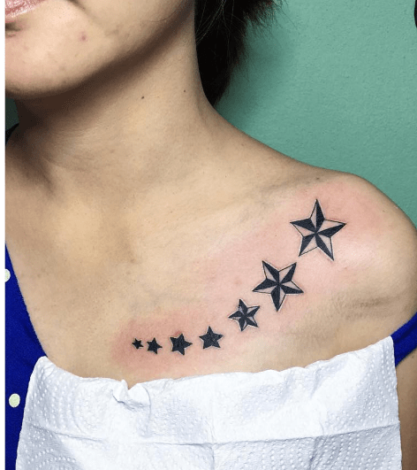 Partially Shaded Row of Stars Tattoos