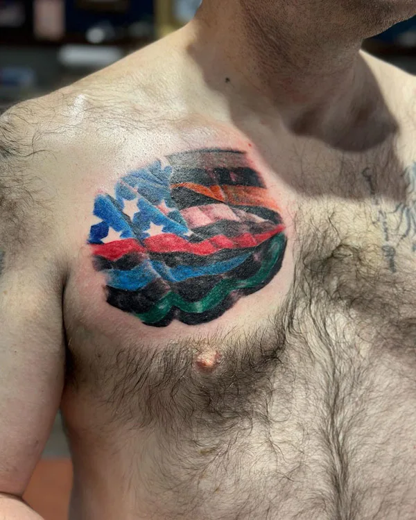 Patriotic Chest Tattoo 2