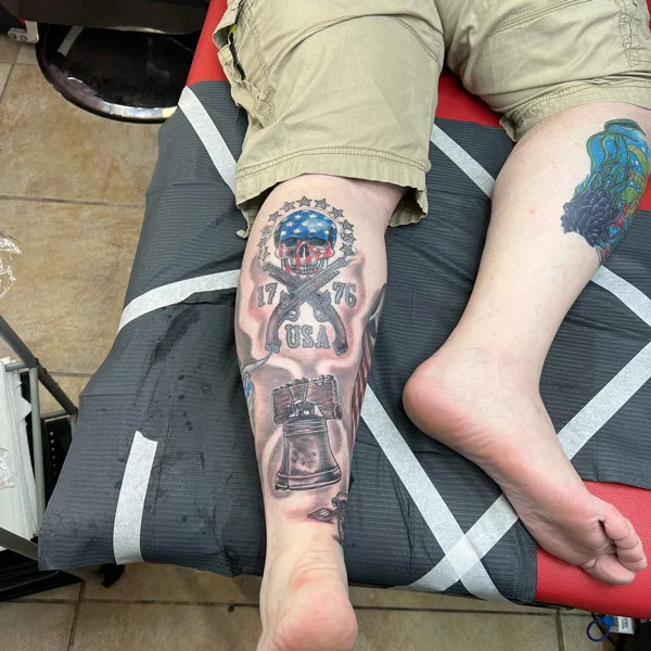 Patriotic Leg Tattoo 1