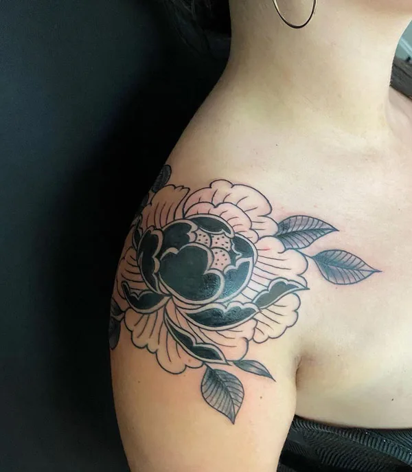 Peony Shoulder Tattoo 1
