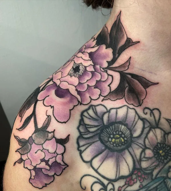 Peony Shoulder Tattoo 2