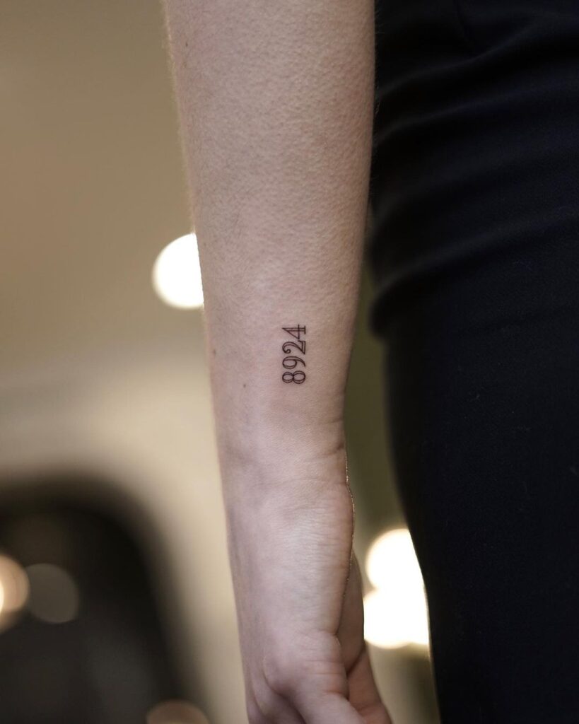 Personalized perfection 8924 numbering tattoo on the side wrist